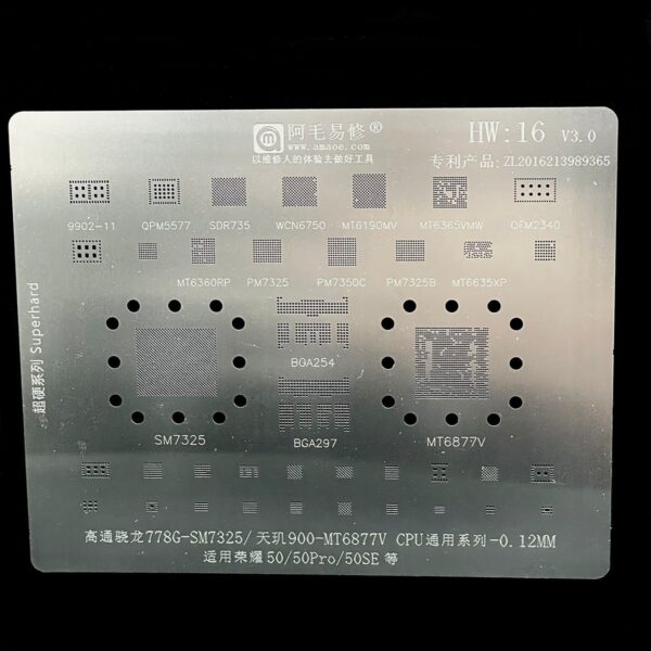 AMAOE Bga Stencils HW:16 778G-SM7325/MT6877V CPU for Honor 50/50Pro/50SE