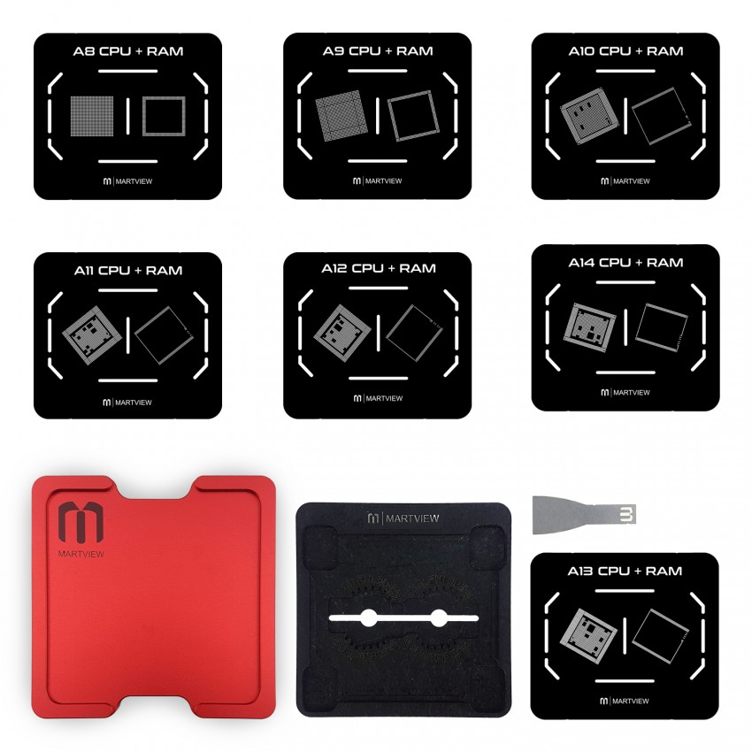 MARTVIEW RB-02 7in1 CPU Reballing Stencils Full Set for Phone A8 A9 A10 A11 A12 A13 A14 - Image 2