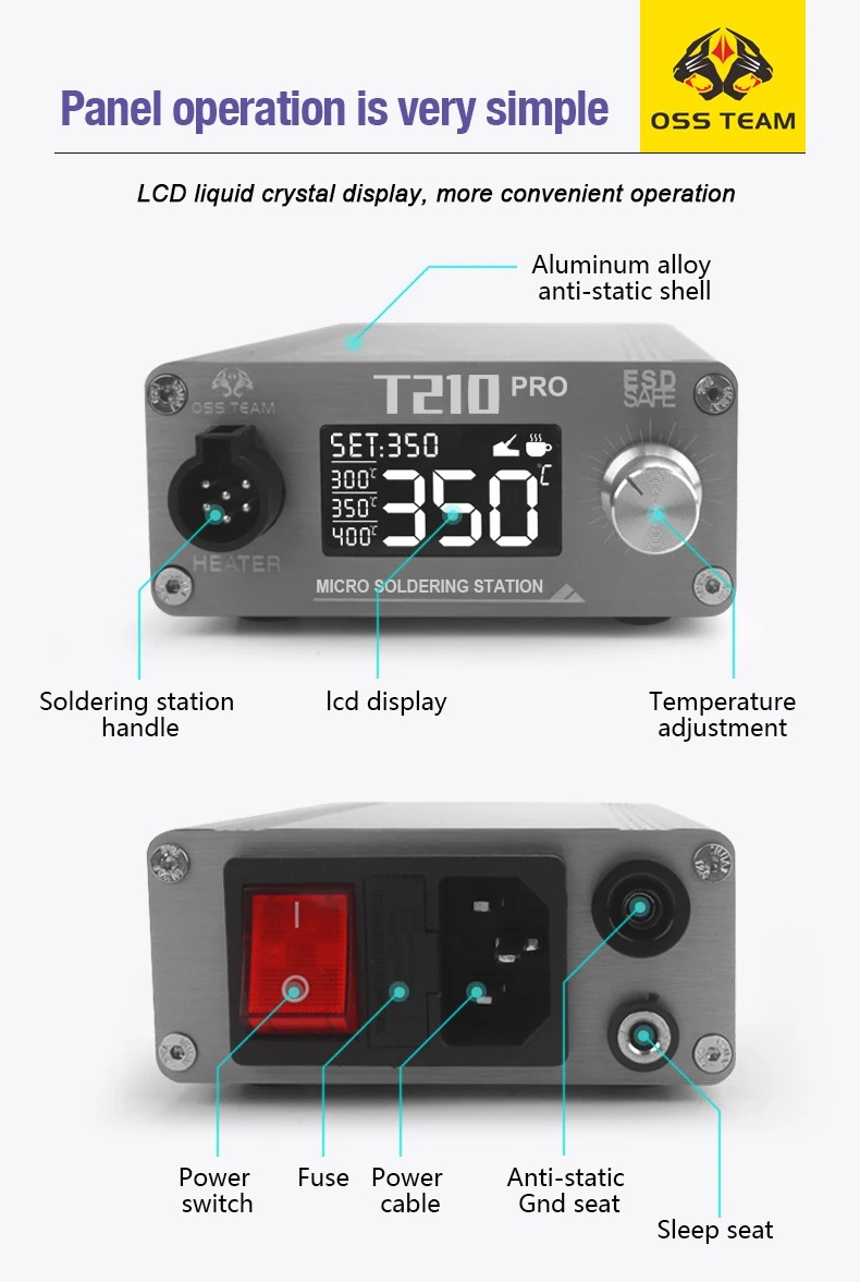 OSS TEAM T210 PRO Soldering Station (with 3 TIPS I,IS,K) - Image 7