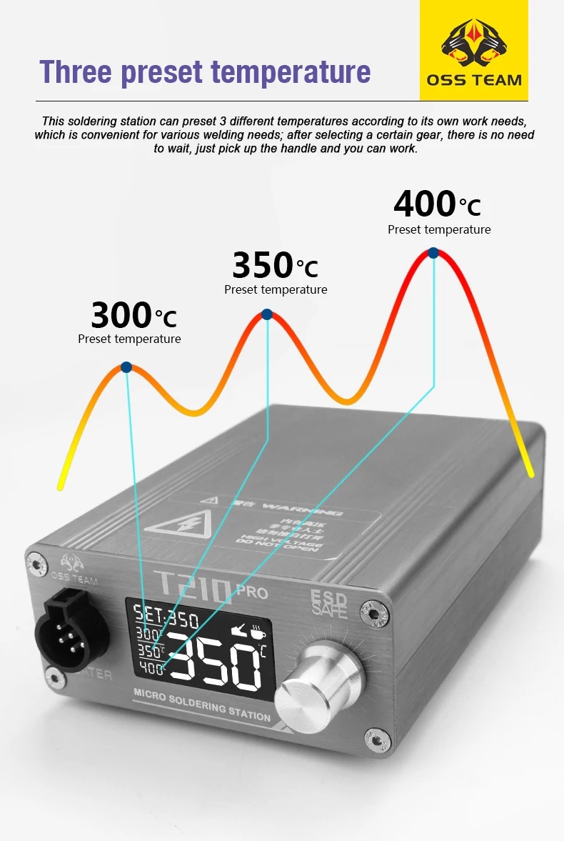 OSS TEAM T210 PRO Soldering Station (with 3 TIPS I,IS,K) - Image 3