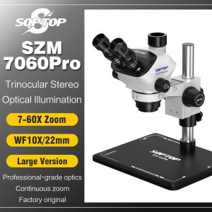 SOPTOP SZM-7060PRO Trinocular Stereo Microscope Zoom 7.0X-60X