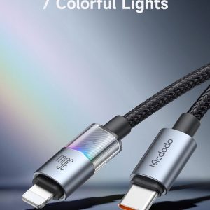 MCDODO CA-819 1.2 Meter 36W Fast Charge PD Type-C to Phone Cable with 7 Colorful Lights