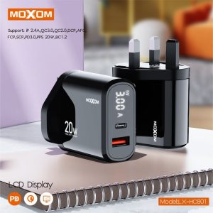 MOXOM LX-HC801 PD 20W LCD Display Dual Ports Fast Charger