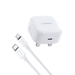 UGREEN CD137 20W PD Fast Charger with Phone Cable -WHITE 70297