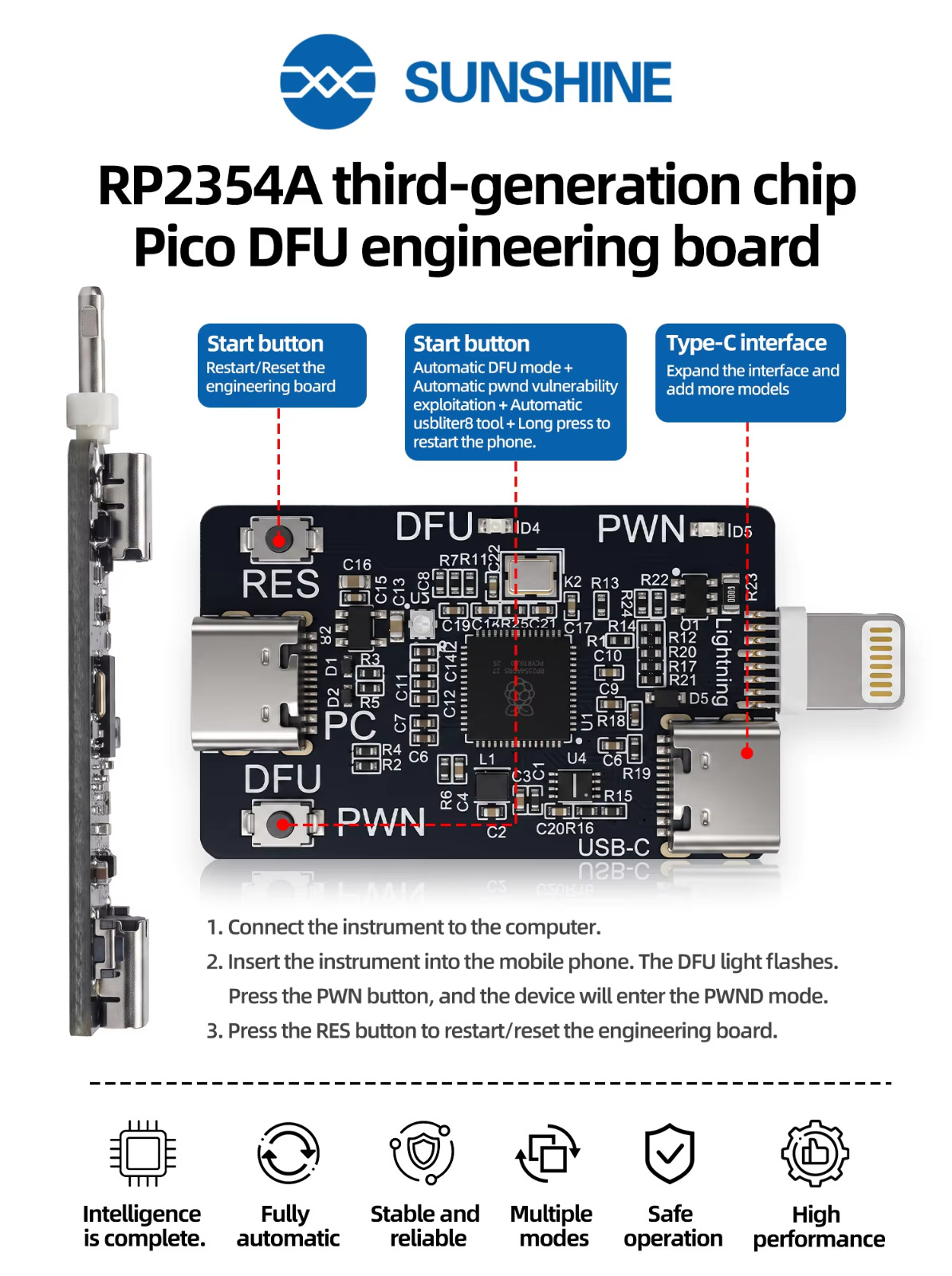 SUNSHINE RP2354A Pico DFU Engineering Board - Image 3