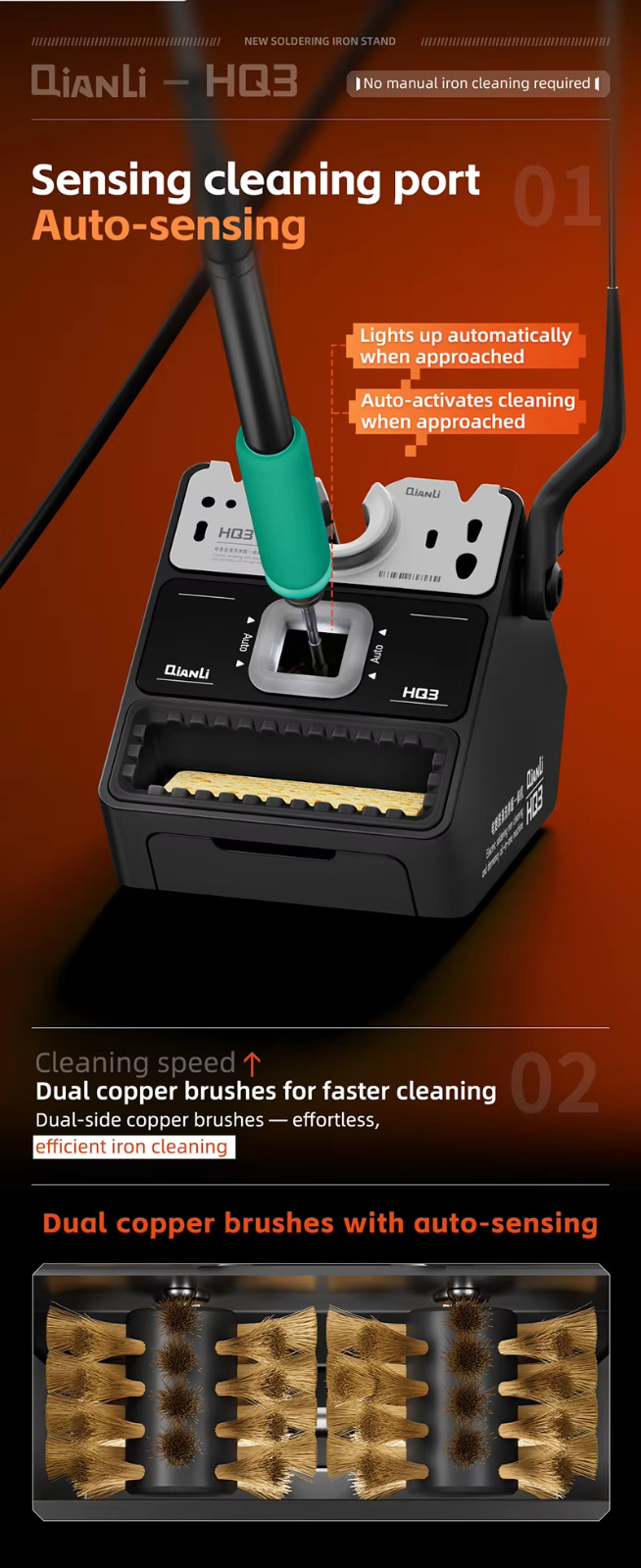 QIANLI HQ3 Electric Soldering Iron Cleaning and Dormancy All-in-One Machine - Image 4