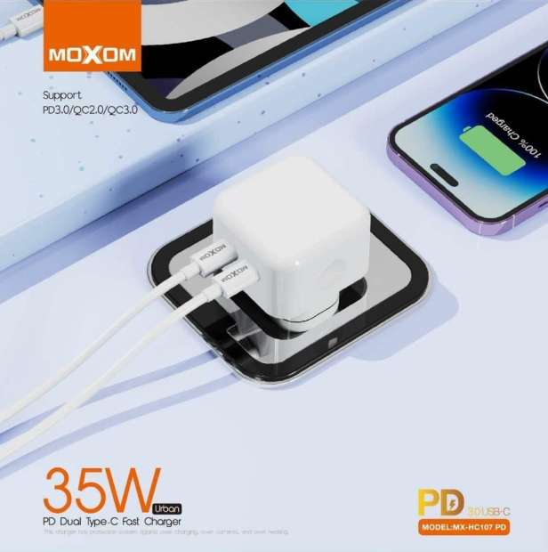 MOXOM MX-HC107 PD 35W Urban PD Dual Type-C Fast Charger - Image 2