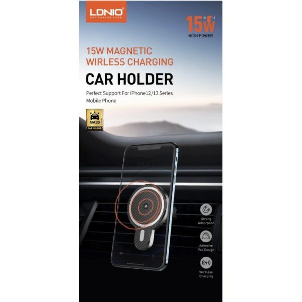 LDNIO MA20 15W High Power Magnetic Wireless Charging Car Holder