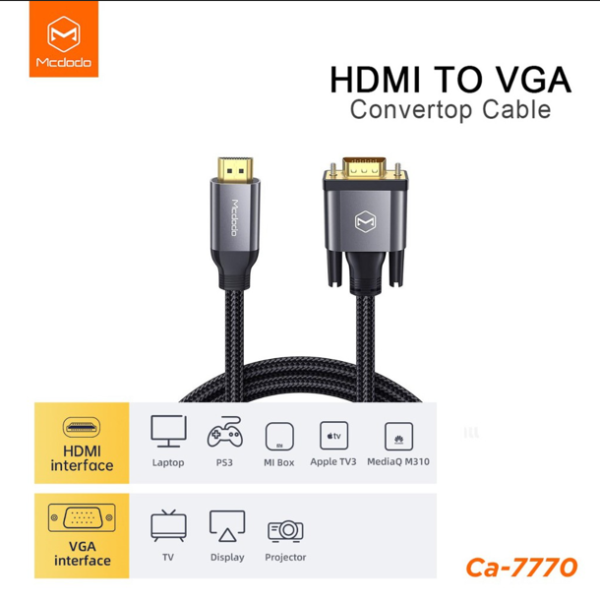 MCDODO CA-7770 HDMI to VGA Convertor Cable 2 Meter
