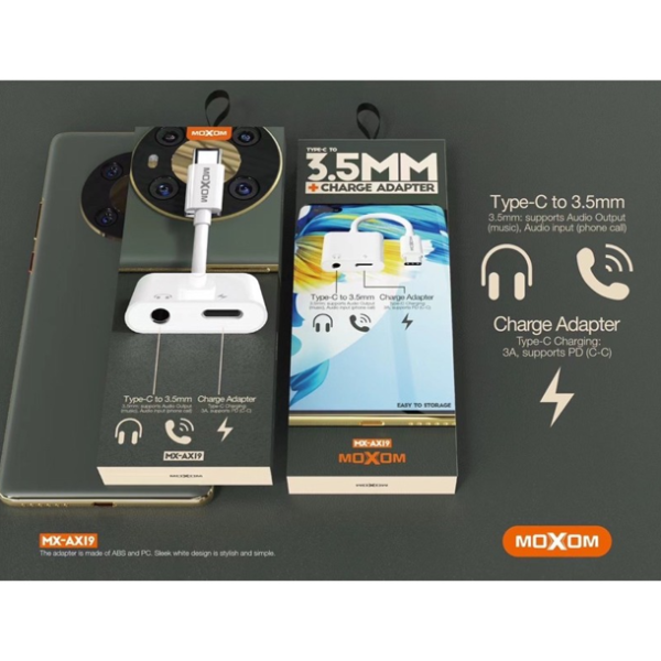 MOXOM MX-AX19 Type-C to 3.5MM +Charge Adapter