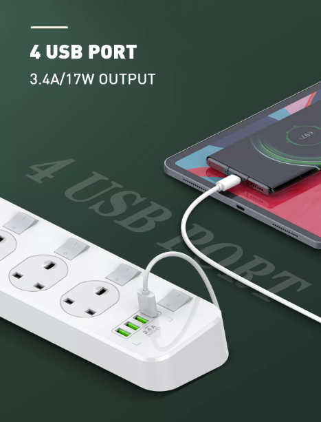 LDNIO SK4466 2500W 4 Power SOCKET AUTO-ID - Image 2