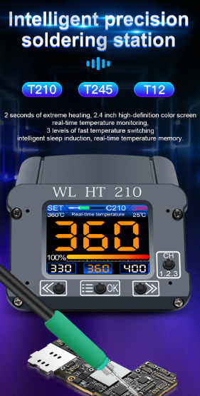 WL HT 210 Intelligent Precision Soldering Station (with 3 Tips)