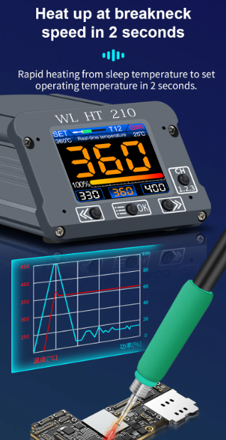 WL HT 210 Intelligent Precision Soldering Station (with 3 Tips) - Image 2