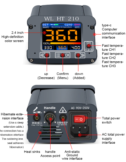 WL HT 210 Intelligent Precision Soldering Station (with 3 Tips) - Image 4