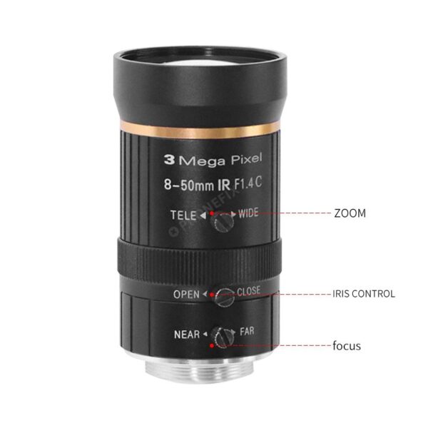 CCTV Lens - C-Mount Zoom Lens for Camera 3 Mega Pixel 8.0MM-50MM
