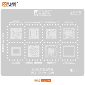 AMAOE STENCIL - MU:5 MTK CPU MT875Z,MT6877V,MT6855V,MT6799W,RAM496,MT6983Z,MT8167V,MT6799W