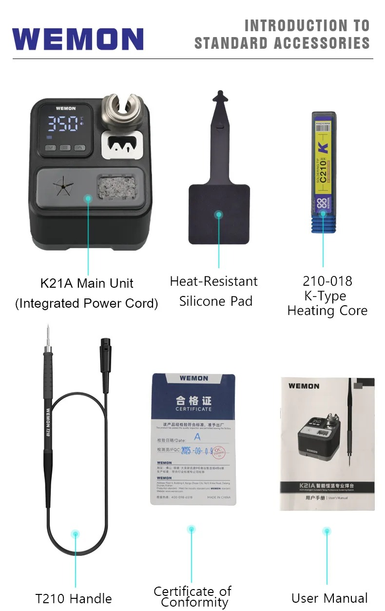 WEMON K21A C210 Intelligent Constant-Temp Professional Soldering Station - Image 8