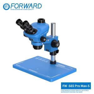 FORWARD FW-S65PRO MAX-S Synchronous Zoom Trinocular Stereo Microscope (Silicone Pad Base)