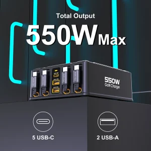 BK-129D 550W Gan Charger 7 Ports