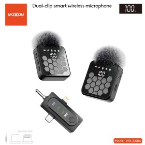 MOXOM MX-AX84 Dual Clip Smart Wireless Microphone