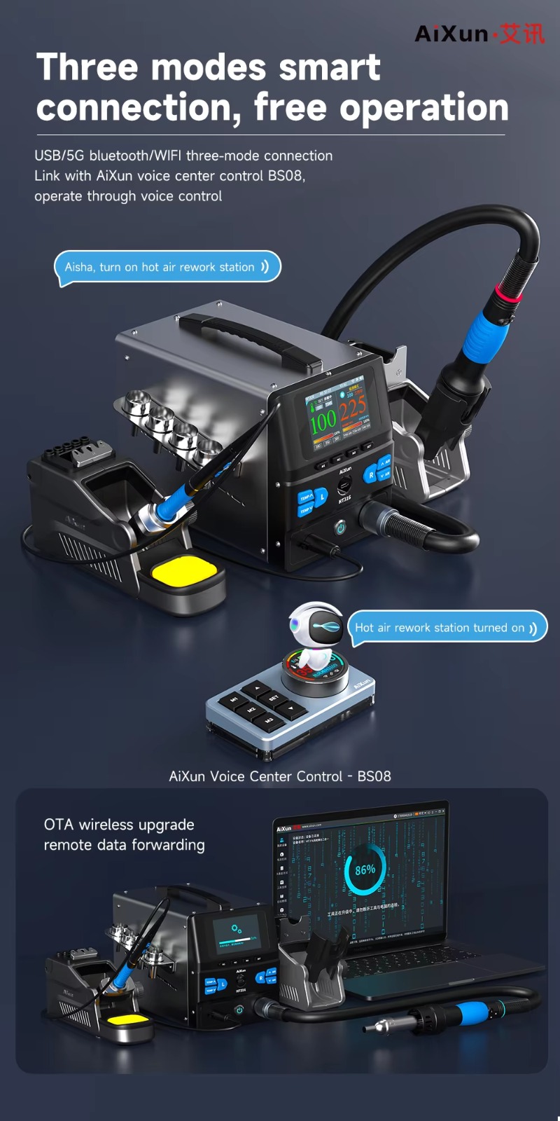 AIXUN HT316 Hot Air & Soldering Station - Image 4
