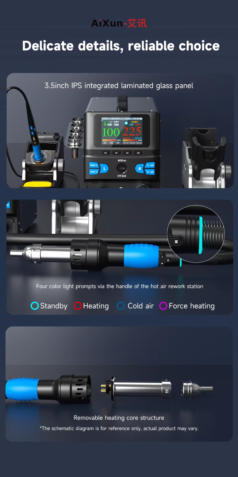 AIXUN HT316 Hot Air & Soldering Station - Image 5