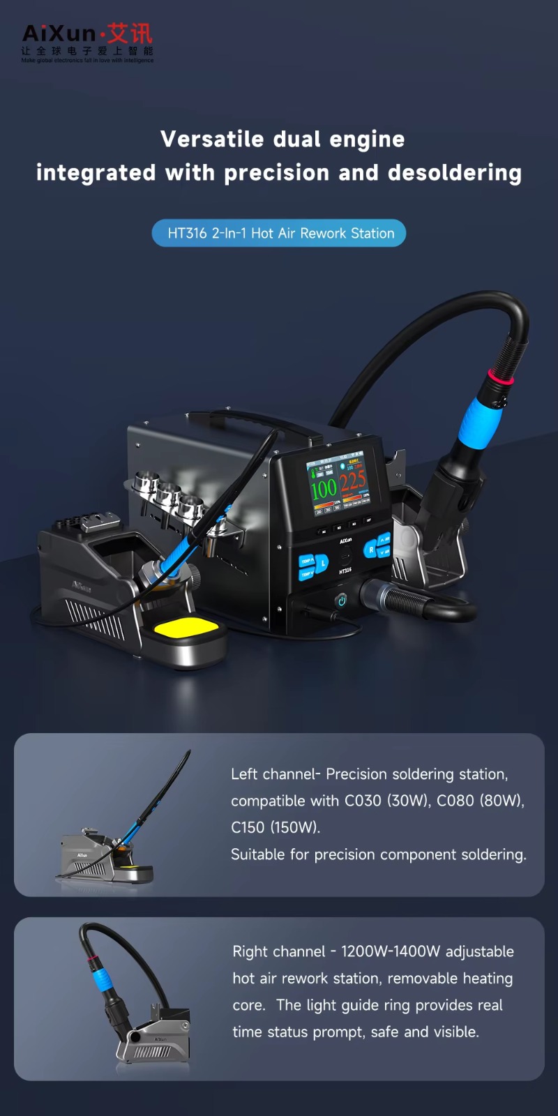 AIXUN HT316 Hot Air & Soldering Station
