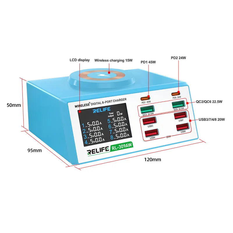 SUNSHINE RELIFE RL-309AW Wireless Digital 8-Port Charger - Image 7