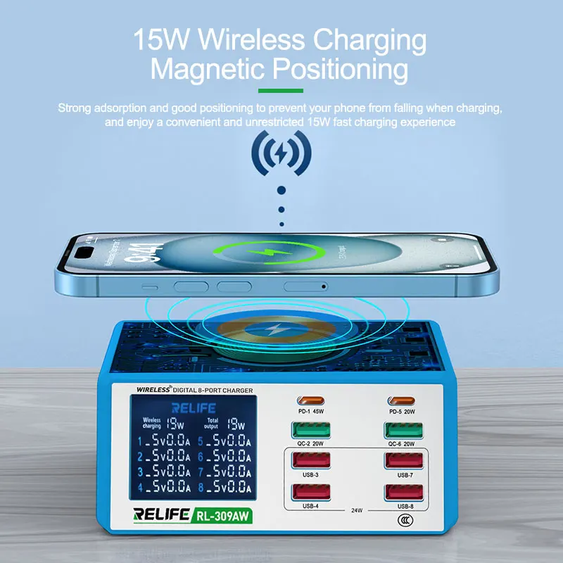 SUNSHINE RELIFE RL-309AW Wireless Digital 8-Port Charger - Image 4